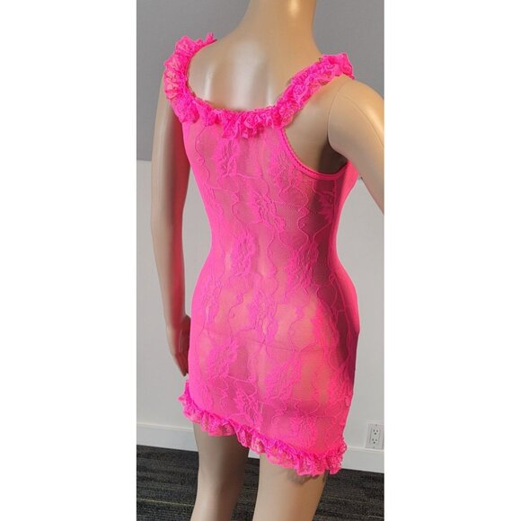 Sexy-Hot Pink-Women-Lace -Party-Dress-Babydoll-Medium-Clubwear ELE-099226 - Picture 8 of 8